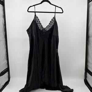 Delicates Black Plus Size Nightie Long Gown Lingerie Size3X Silky Sexy Feminine